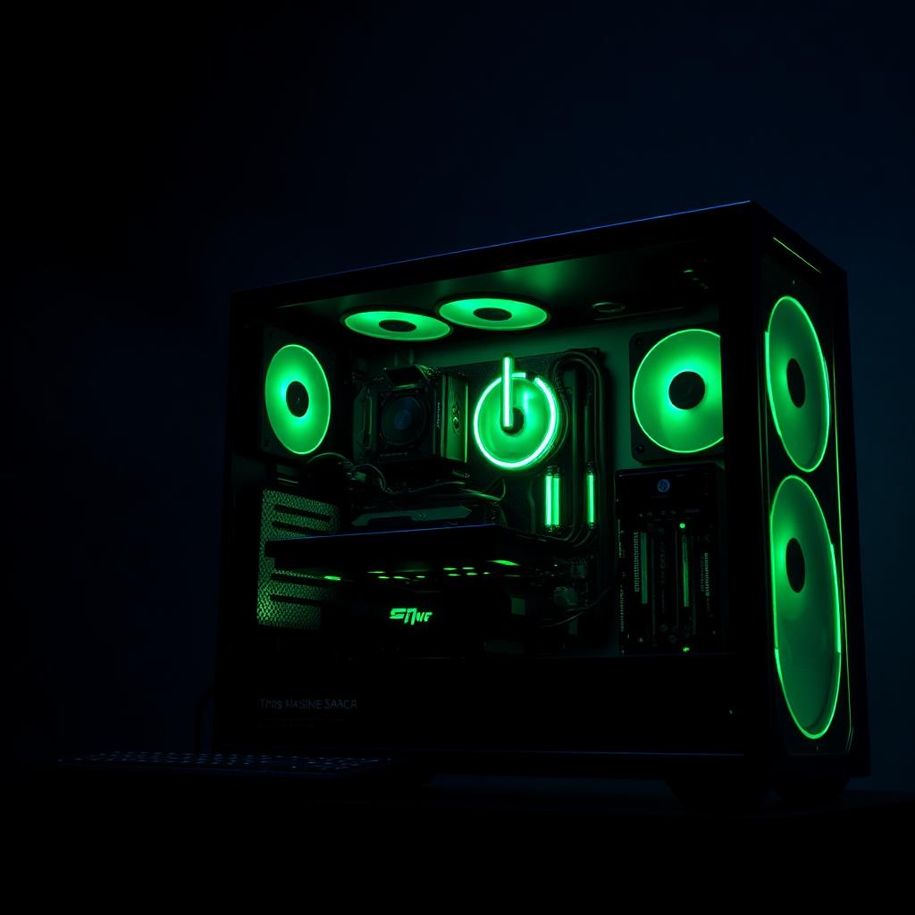 Setup gamer con iluminación verde neón representando la filosofía Techvinet